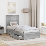 vidaXL Κρεβάτι Αποθήκης Γκρίζο Σονομα 75 x 190 cm Επεξεργασμένο ξύλο