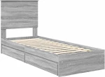 vidaXL Κρεβάτι Αποθήκης Γκρίζο Σονομα 75 x 190 cm Επεξεργασμένο ξύλο