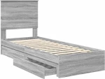 vidaXL Κρεβάτι Αποθήκης Γκρίζο Σονομα 75 x 190 cm Επεξεργασμένο ξύλο