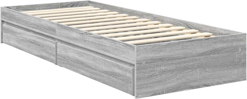 vidaXL Κρεβάτι Αποθήκης Γκρίζο Σονομα 75 x 190 cm Επεξεργασμένο ξύλο