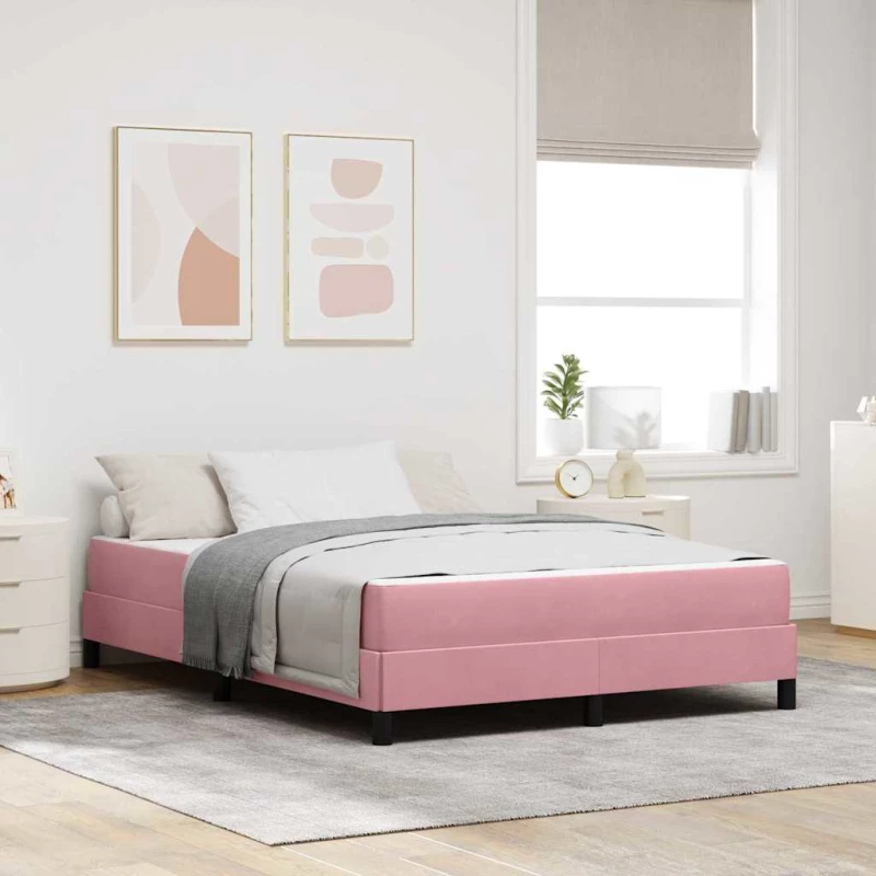 vidaXL Κρεβάτι με ελατήρια με στρώμα Ροζ 140 x 220 cm ύφασμα