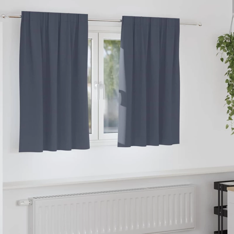 vidaXL Κουρτίνες με κουρτίνες 2 pcs Ανθρακί 140x140cm Πολυεστέρας