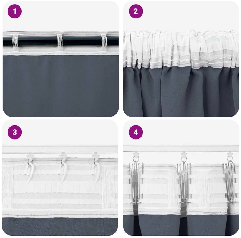 vidaXL Κουρτίνες με κουρτίνες 2 pcs Ανθρακί 140x140cm Πολυεστέρας