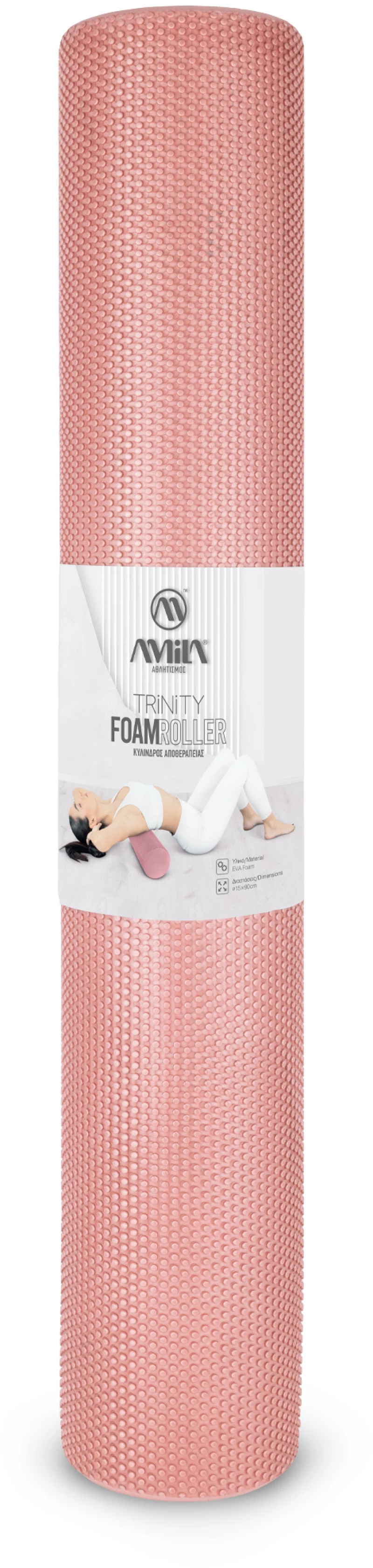 Κύλινδρος Αποθεραπείας Foam Roller Trinity Φ15x90 cm – Rose Pink 96836