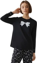Γυναικείες Πυτζάμες Minerva Μαύρες Με σχέδιο Φιόγκο 52614-045