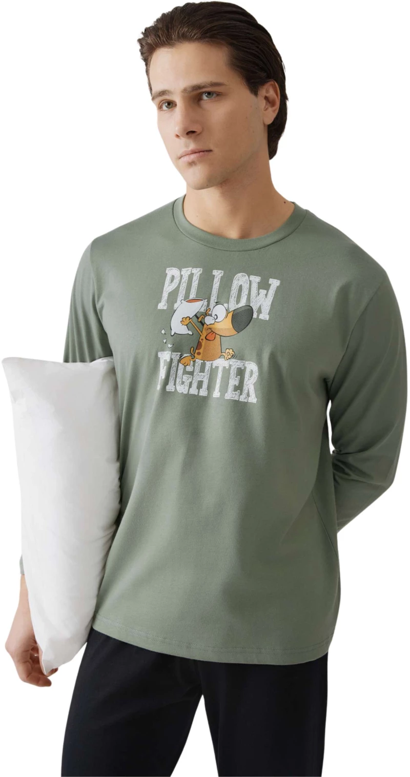 Ανδρική Πιτζάμα Minerva Pillow Fighter – 100% Βαμβάκι Χακί 71276-423