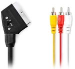 NEDIS Καλώδιο SCART αρσ. - 3x RCA αρσ. με διακόπτη (in/out), 2.00m