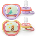 Philips Avent Πιπίλα Σιλικόνης Ultra Air Night, 18μηνών+, Leopard/Bird (2 τεμάχια)