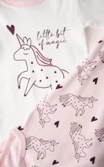 Σετ 2  μακρυμάνικα κορμάκια βρεφικό κορίτσι "Unicorns"  ροζ