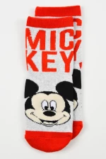 Αντιολισθητικές κάλτσες αγόρι "Mickey Mouse happy " γκρι μελανζέ