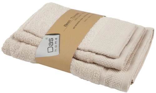 Πετσέτες Best 0833 (Σετ 3τμχ) Taupe Das Home Σετ Πετσέτες 70x140cm 100% Βαμβάκι