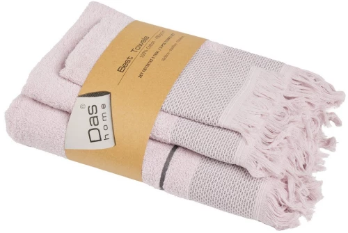 Πετσέτες Best 0838 (Σετ 3τμχ) Lilac Das Home Σετ Πετσέτες 70x140cm 100% Βαμβάκι