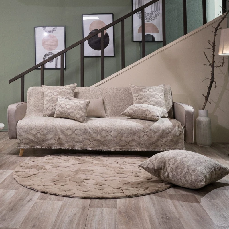 Ριχτάρι Garland 07 Choco Teoran Διθέσιο 180x250cm Βαμβάκι-Πολυέστερ