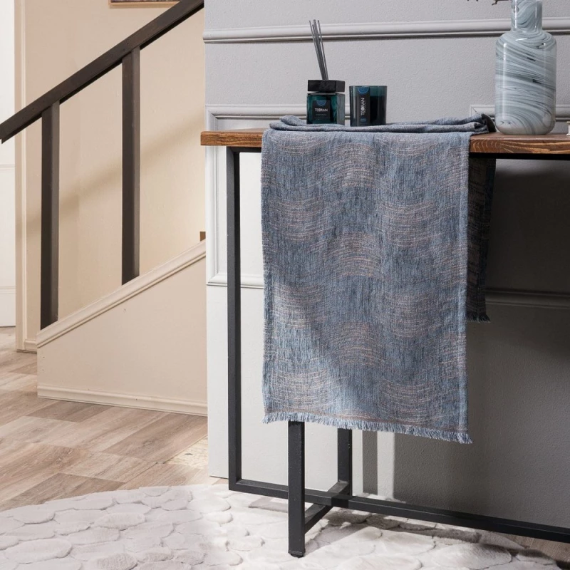 Τραβέρσα Midland 04 Grey-Blue Teoran 45X180 Βαμβάκι-Πολυέστερ