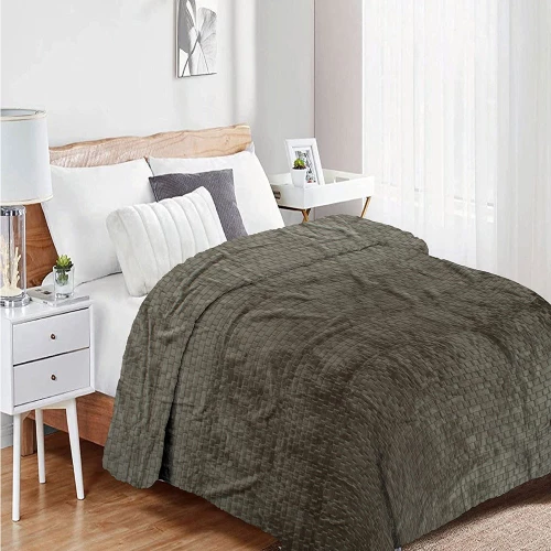 Κουβέρτα Coral Fleece Jacquard Brick 07 Olive DimCol Υπέρδιπλo 220x240cm Πολυέστερ