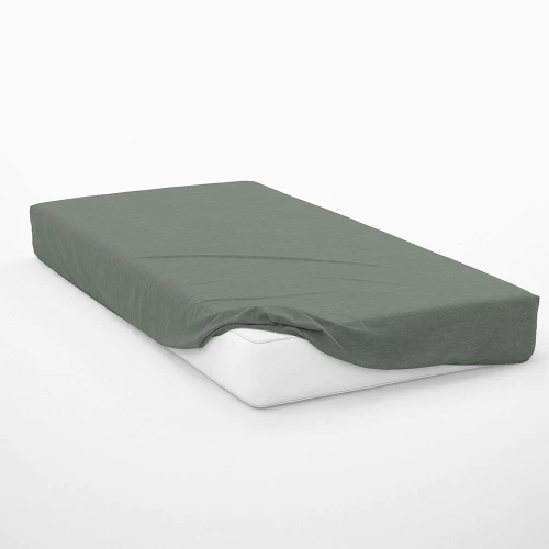 Σεντόνι Exotic Line Με Λάστιχο Olive DimCol Μονό 100x230cm 100% Βαμβάκι