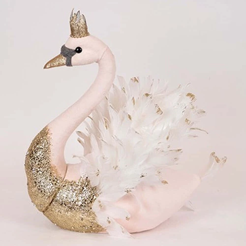 Χριστουγεννιάτικη Διακοσμητική Φιγούρα Βελούδινη Κύκνος 600-47717 27x22x28cm Pink-Gold