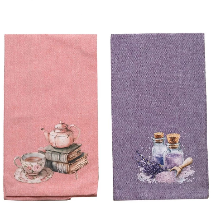 Ποτηρόπανα Τυπωτά 562 (Σετ 2τμχ) Multi Viopros 45x65cm 100% Βαμβάκι