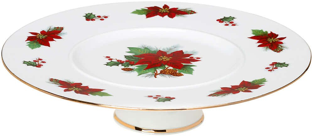 Χριστουγεννιάτικη Πιατέλα Με Πόδι Poinsettia 06.241.055 32cm Multi Cryspo Trio