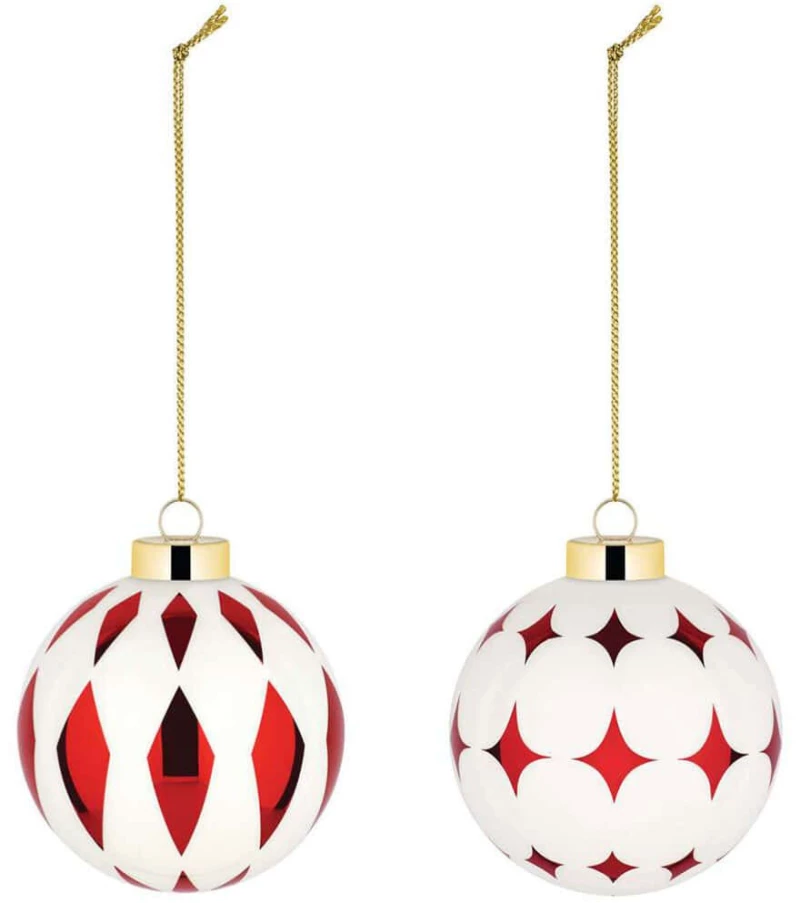 Χριστουγεννιάτικες Μπάλες Delight Bauble (Σετ 2Τμχ) NZ04SET3 6cm Red-White Alessi