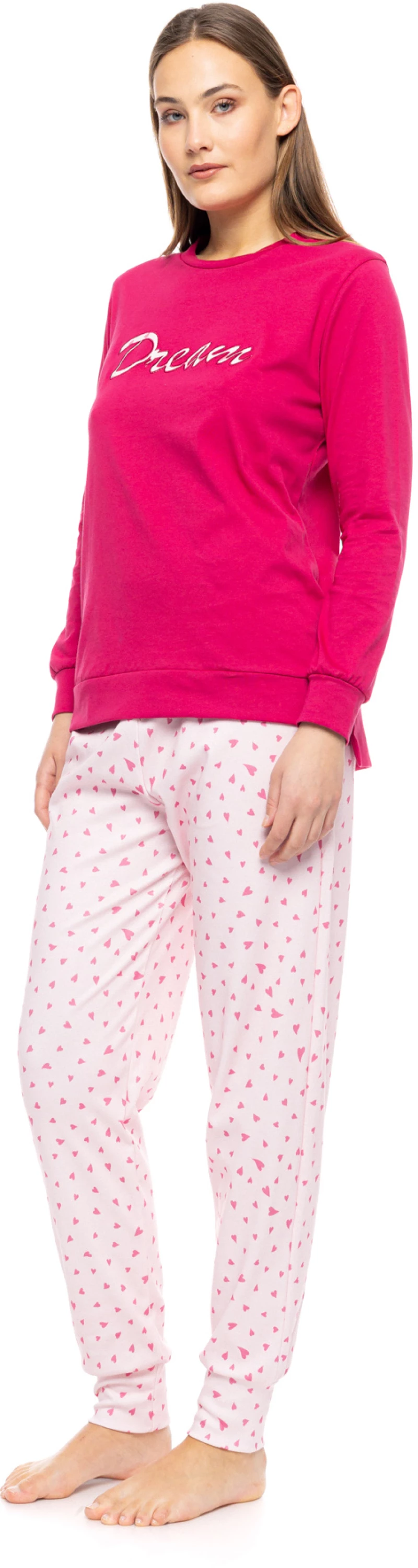 Γυναικεία Πυτζάμα Pink Label - BUBBLEGUM HEART print - Cotton - Regular Fit