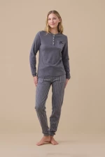Γυναικεία Πυτζάμα Noidinotte - Fleece - Γκρί Ριγέ Παντελόνι - Regular Fit