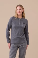 Γυναικεία Πυτζάμα Noidinotte - Fleece - Γκρί Ριγέ Παντελόνι - Regular Fit