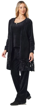ANNA RAXEVSKY Γυναικεία μαύρη βελούδινη ζακέτα Z25203 BLACK