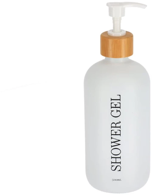 Dispenser γυάλινο  SHOWER GEL ματ λευκό 500ml/7. 5x21. 5cm