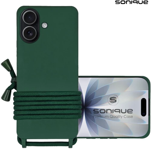 Θήκη Σιλικόνης με Κορδόνι CarryHang Sonique Apple iPhone 17 Πράσινο Σκούρο