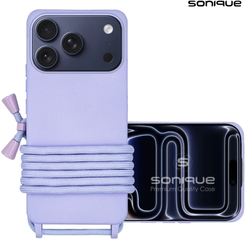 Θήκη Σιλικόνης με Κορδόνι CarryHang Sonique Apple iPhone 17 Pro Λιλά