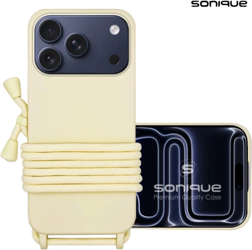Θήκη Σιλικόνης με Κορδόνι CarryHang Sonique Apple iPhone 17 Pro Max Μπεζ