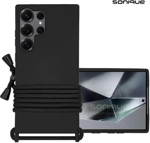 Θήκη Σιλικόνης με Κορδόνι CarryHang Sonique Samsung Galaxy S25 Ultra Μαύρο