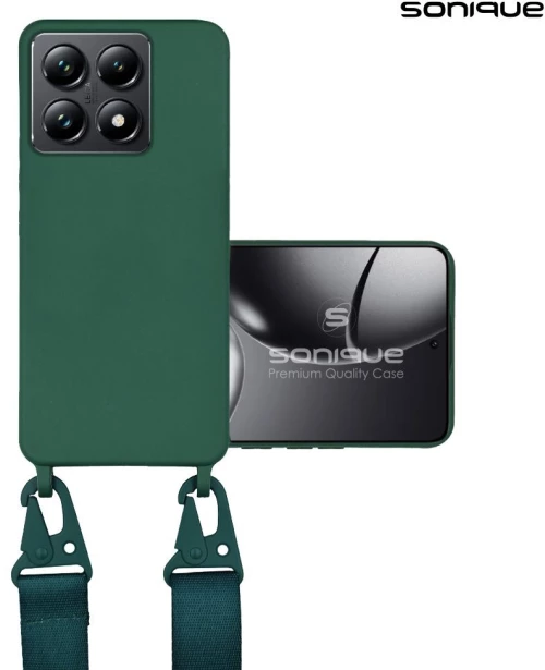 Θήκη Σιλικόνης με Strap CarryHang Sonique Xiaomi Xiaomi 14T Pro Πράσινο Σκούρο