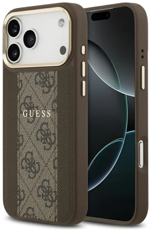 Guess Case For Iphone 17 Pro Max Compatible With Magsafe Guhmp17Xpg4Semcw (Pu W/ 4G Stripe) Brown