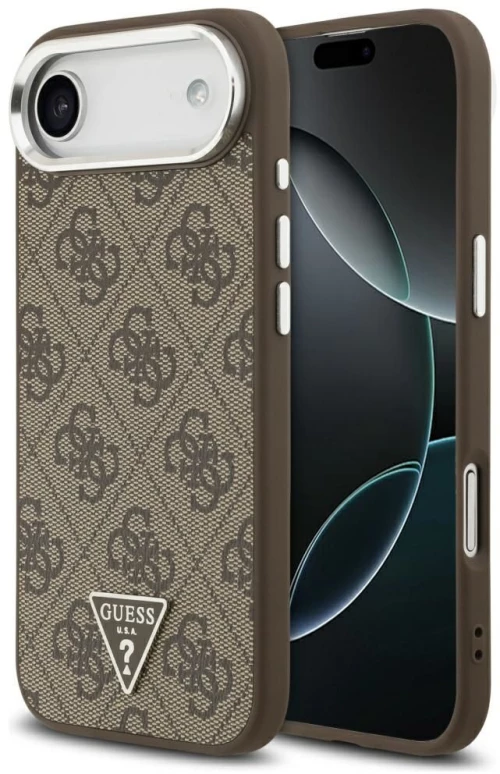 Guess Case For Iphone 17 Air Compatible With Magsafe Guhmp17Mp4Tsrcmw (4G Pu W/ Triangle Logo) Silver Brown