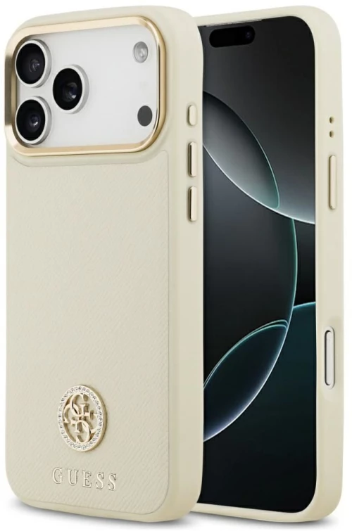 Guess Case For Iphone 17 Pro Max Compatible With Magsafe Guhmp17Xpgcrmdee (Pu W/ Grained Strass Logo) Beige