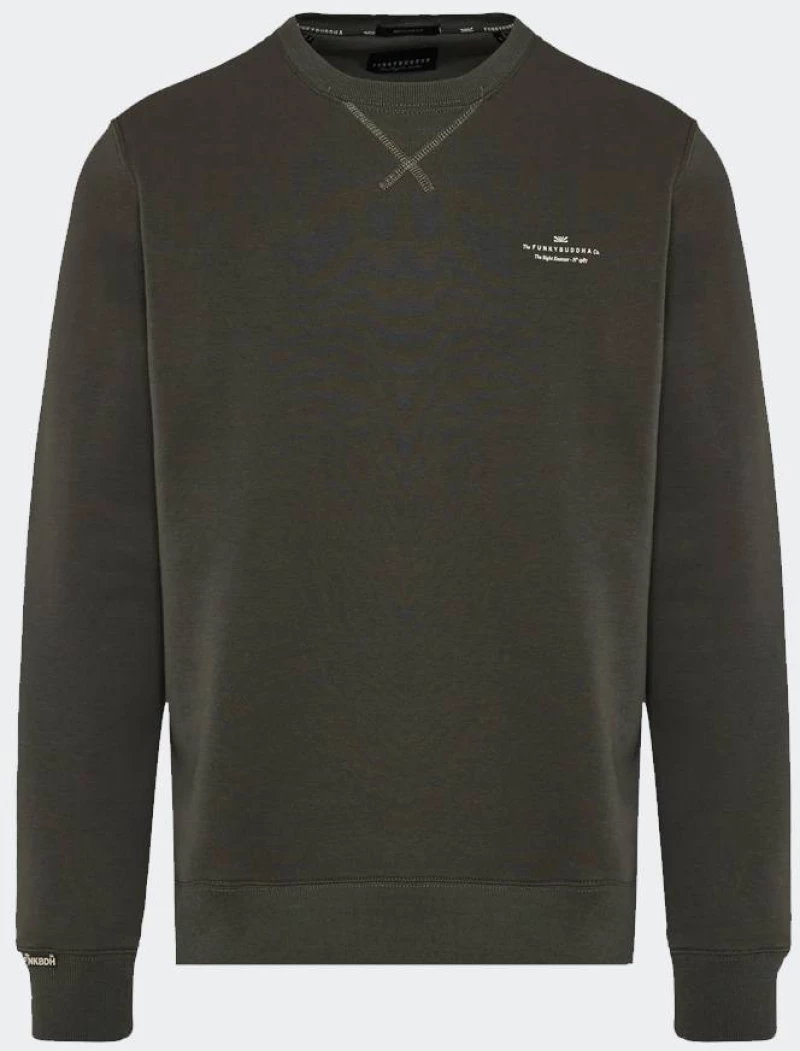 FUNKY BUDDHA Men's Crew Neck Sweater - FBM012-003-06-FOREST NIGHT