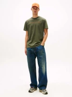 Tommy Jeans ανδρικό βαμβακερό regular t-shirt λαδί DM0DM20744-0H8