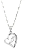 Κολιέ SENZA Rhodium Plated Ασήμι 925 Καρδιά Mom SSR4444SR