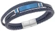 Βραχιόλι τριπλό Senza Men`s Steel, Blue Leather Strap, με μπλε ταυτότητα SSD5817SBL