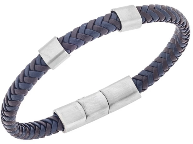 Βραχιόλι Senza Men`s Steel Blue  και  Brown Leather Strap SSD5606SBNBL