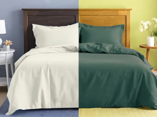 Σετ Σεντόνια Γίγας - King Size Βαμβοκασατεν 200 Κλωστών Δίχρωμα Γαρύφαλλο 235x255 - Μπεζ-Χακί