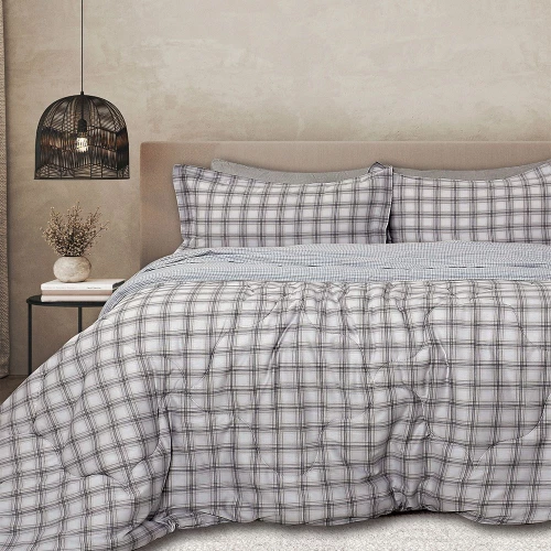 Σεντόνια Με Πάπλωμα B0696 (Σετ 5τμχ) Grey Palamaiki Υπέρδιπλo 230x260cm 100% Βαμβακοσατέν