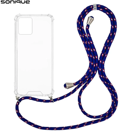 Θήκη Σιλικόνης με Κορδόνι Sonique Armor Clear Motorola Moto G14 4G Rainbow Μπλε