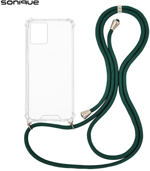 Θήκη Σιλικόνης με Κορδόνι Sonique Armor Clear Motorola Moto G54 5G / Moto G54 5G Power Πράσινο Σκούρο