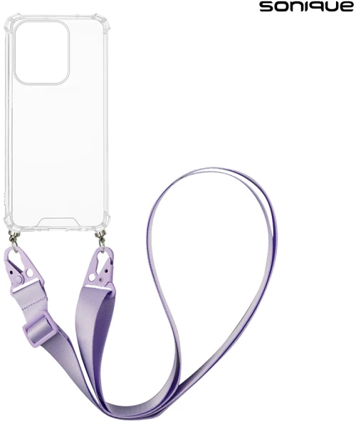Θήκη Σιλικόνης με Strap Sonique Armor Clear Xiaomi Redmi 15C 4G / Redmi 15C 5G / Poco C85 4G Λιλά