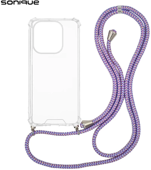 Θήκη Σιλικόνης με Κορδόνι Sonique Armor Clear Oppo A40 Rainbow Λιλά