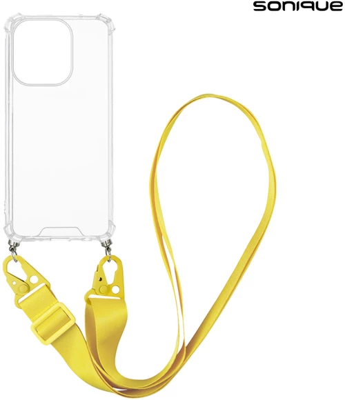 Θήκη Σιλικόνης με Strap Sonique Armor Clear Oppo A5 Pro 5G Κίτρινο