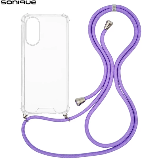 Θήκη Σιλικόνης με Κορδόνι Sonique Armor Clear Oppo A78 5G Λιλά